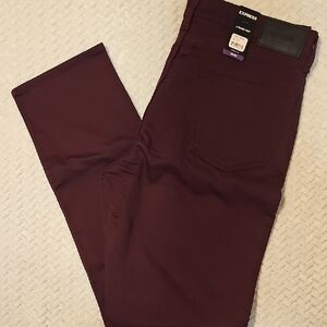 Express Burgundy Slim Jeans with Smooth Finish